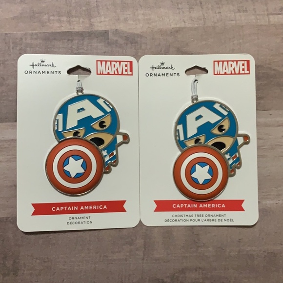 Hallmark Marvel Captain America Metal Christmas Ornament Lot of 2 - Picture 1 of 2